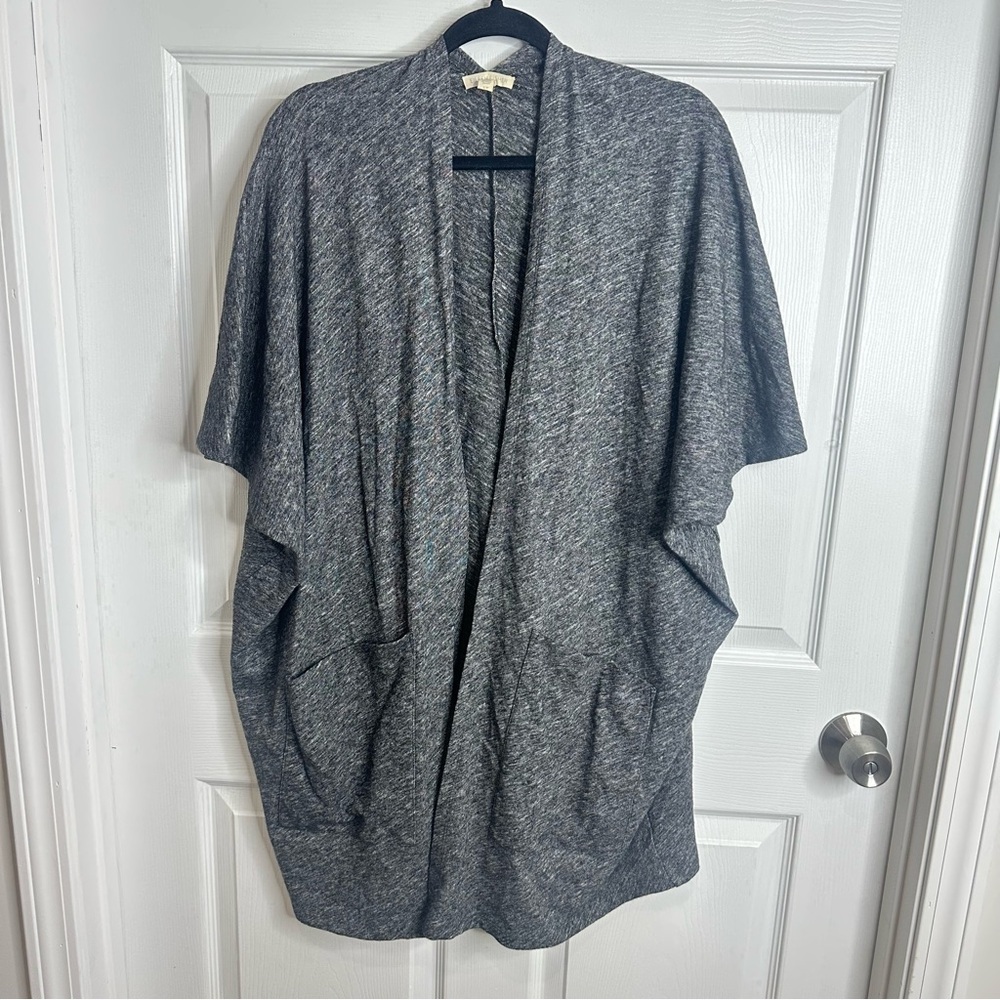 Eileen Fisher Dolman Open Knit Short Sleeve Cardigan Shawl Small
